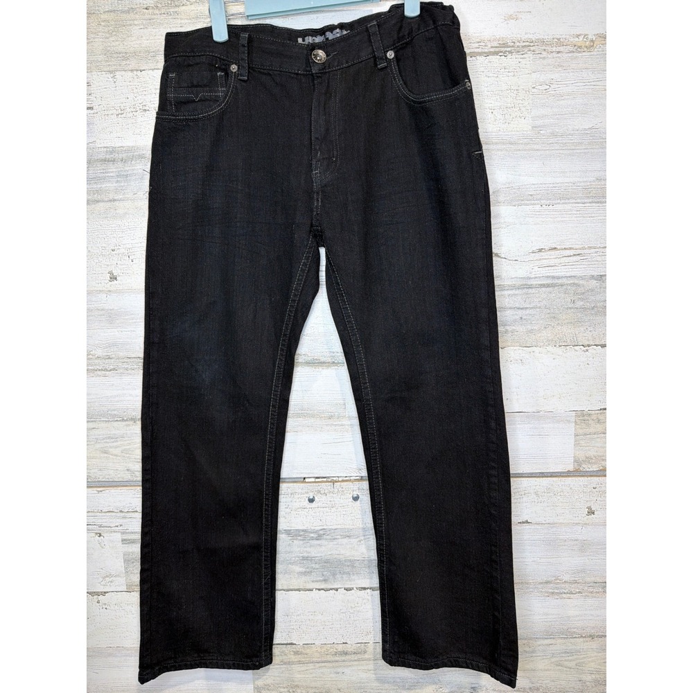 Uproar Straight Leg Jeans Boys 18 Husky Black Adjustable Waist Skater